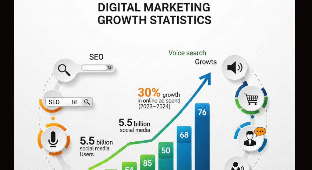 Tim Campbell’s digital marketing success data showing growth trends and client achievements.