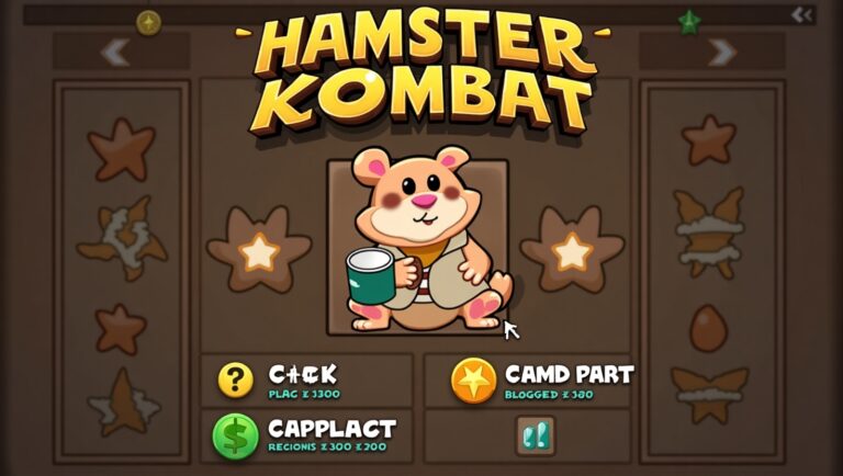 A cartoon-style hamster holding a glowing code card with a gaming background.