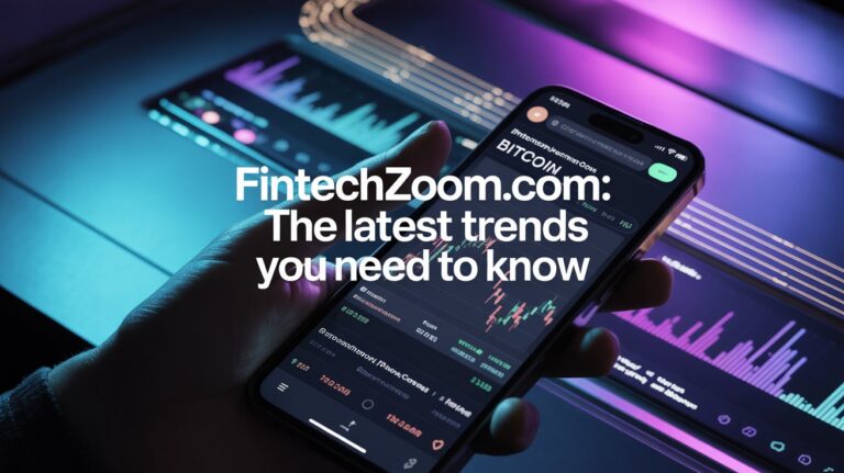 A futuristic Bitcoin glowing in front of financial charts and breaking news headlines – symbolizing real-time updates from Fintechzoom.com.